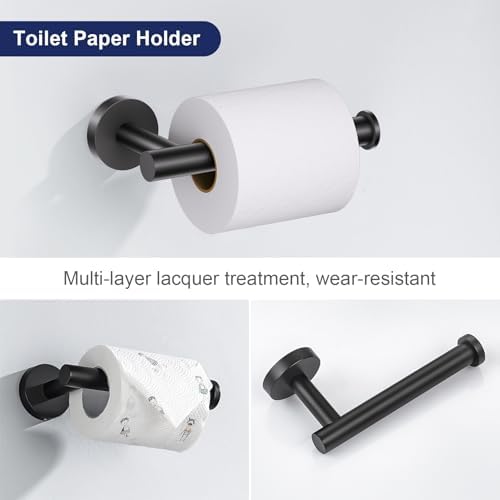 Lairuier 5-Piece Bathroom Hardware Set, Matte Black Towel Bar Wall Mounted - Image 4