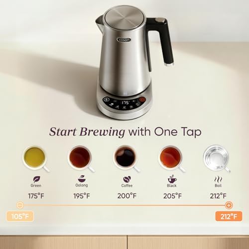 Cosori Stainless Steel Electric Kettle with Temperature Control, 1.7L - Image 2
