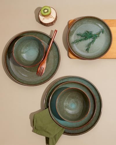 Pokini Stoneware Dinnerware Sets for 8, 32pcs Plates and Bowls Sets Dishes - Image 7