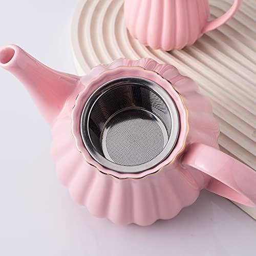 Jusalpha Porcelain Tea Set- 8 OZ Coffee/Teacup, Saucer, Cup Holder, Pink - Image 4