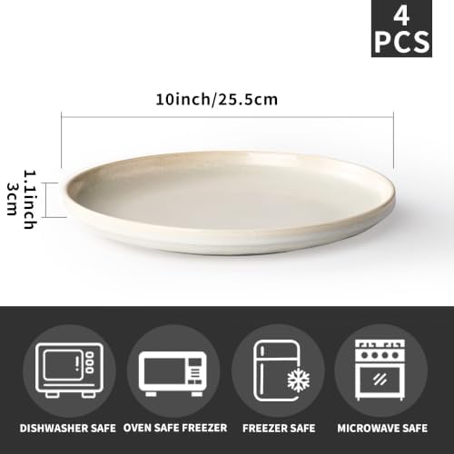 Ceramic dinner plates set of 4, Large Dinnerware Plates & Salad plates for party and wedding, Microwave safe porcelain plates set, 10 Inch - Image 3