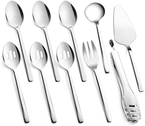 KINGSTONE 10 piece Large Hostess Serving Utensils Set,18/10 Stainless Steel by KINGSTONE