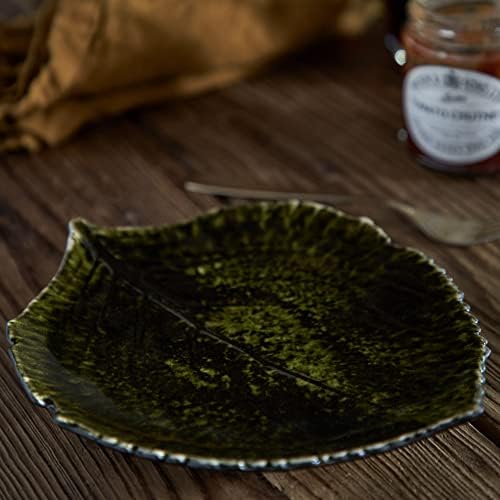 Costa Nova Ceramic Stoneware 9" Hydrangea Leaf - Riviera Collection, Forêts (Dark Green) | Microwave & Dishwasher Safe Dinnerware | Food Safe Glazing | Restaurant Quality Serveware - Image 4