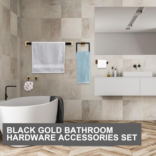 25 Pcs Black Gold Bathroom Hardware Accessories Bath Towel Bar Set - Image 6