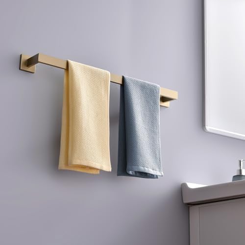 Bath Towel Bar, 28-Inch Towel Racks, Square Thicken Towel Holder, Wall Mounted Shower Towel Rail Hanger, Stainless Steel,Bathroom Accessories (Brushed Gold, 1 Pack) - Image 6