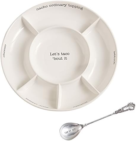 Mud Pie Taco bar Condiment Serving Platter, White by MudPie