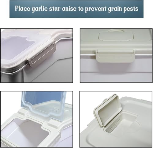 AnRui Dog Food Storage Container 30 Lb Rice Flour Bin with Wheels, 2 Pcs - Image 5