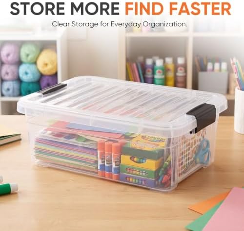 Superio 7.4 Quart Clear Plastic Storage Bin with Lid, Stackable Organizer Box, BPA-Free Storage Container for Home, Garage, School & Office, 10 Pack - Image 2