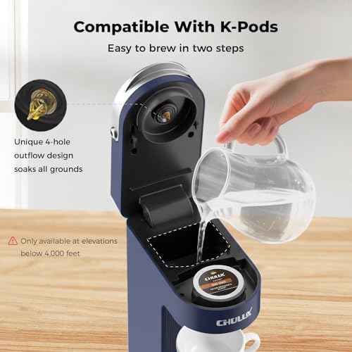 CHULUX Slim Single Serve Coffee Maker for K Cup, One Cup Design, Matte Navy - Image 2