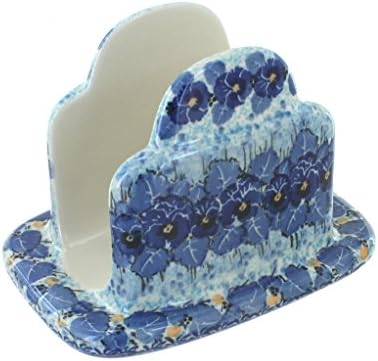 Blue Rose Polish Pottery - Blue Joanna Napkin Holder - 5" x 6.5" - Ceramic Napkin Holders, Decorative Dining Table Accessories by BlueRosePottery