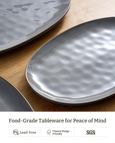 famiware Serving Platters Set of 3 Sizes - Oval, Dark Grey - Image 5