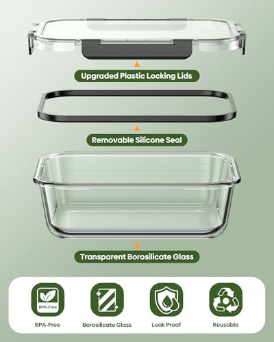 KEMETHY 40 PCS Glass Food Storage Containers with Lids - Image 3