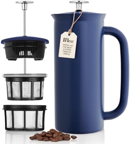 ESPRO P7 French Press, 18oz, Aegean Blue, Stainless Steel Coffee Maker by ESPRO