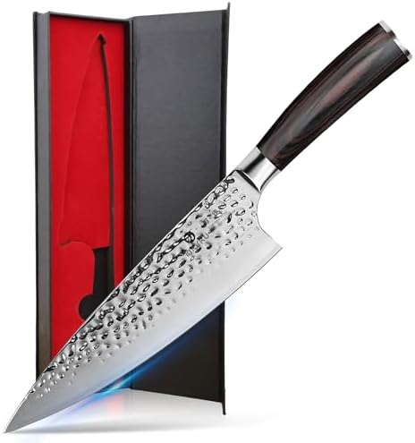 imarku 8 Inch Hammered Japanese Chef Knife,Powder Steel Edge Kitchen Knife by imarku