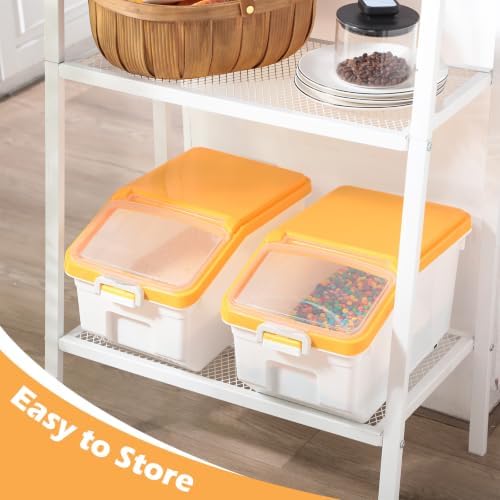 Sunnyray 4 Pcs Flour Storage Containers Rice Bin with Wheels, Yellow, 22 lb - Image 7