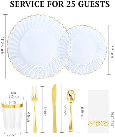 YOUBET 175PCS Clear Blue Scalloped Plastic Plates for Party Wedding - Image 2