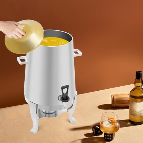 3.43Gallon Stainless Steel Hot Beverage Dispenser,Coffee Chafer Urn with Spigot&Fuel Holder,Cold&Hot Drinks Dispenser for Milk Coffee Tea Juice - Parties Catering Buffet Event (Gold,B) - Image 6