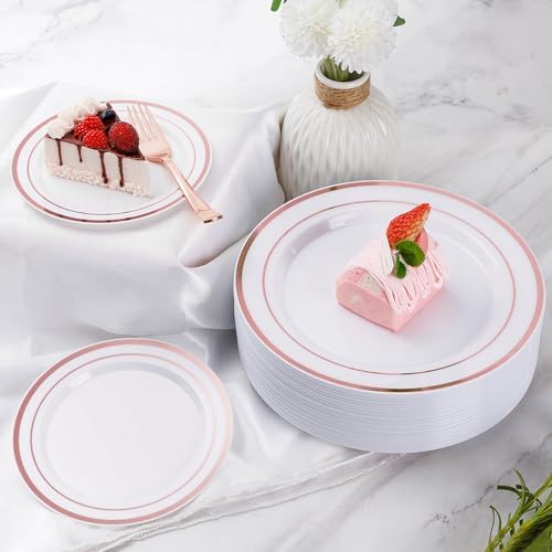 Goodluck 300 Pieces Rose Gold Disposable Plates for 50 Guests - Image 6