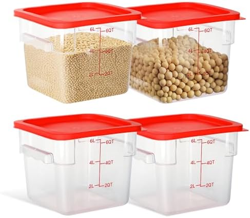 4 Pack 6QT Square Food Storage Containers with Lids by STEELUS
