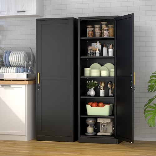 Ckzbx Metal Locker Tall Narrow Storage Cabinet, 67" H Locking Tool File Cabinets Snack Locker Organizer for School Classroom,Bedroom,Gym Home Office,Entryway and Hallway (20" W 1Door Black) - Image 7