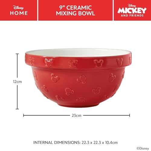Prestige New Disney Bake with Mickey Mouse Ceramic Mixing Bowl - Red Mixing Bowls For Baking, 23cm x 12cm - Image 3