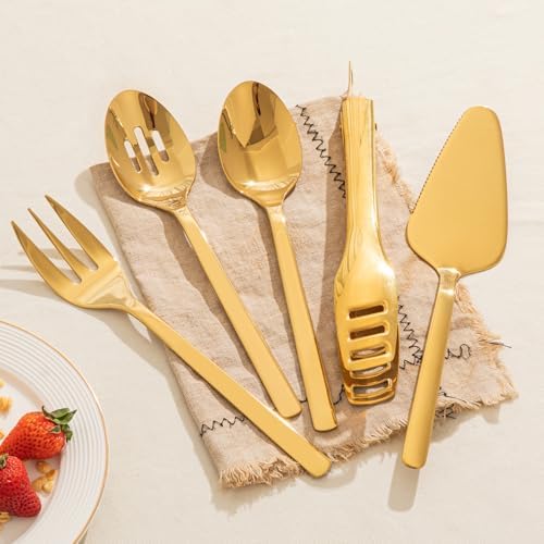 KINGSTONE 18/10 Large Hostess Gold Serving Utensils,Stainless Steel Serving - Image 2