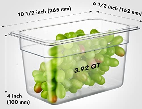 CURTA 6-Pack 1/4 Size 6" Deep NSF Polycarbonate Food Pans | Dishwasher & Freezer Safe Clear Container for Prep Tables, Buffet, Salad Bar, Commercial & Home Kitchen - Image 2