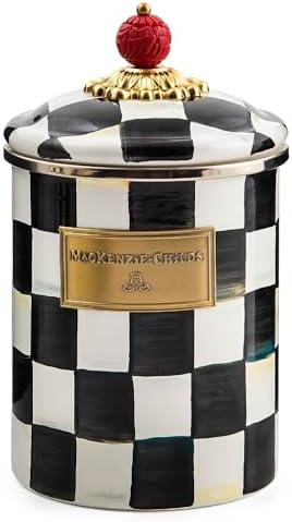 MACKENZIE-CHILDS Enamel Canister, Medium, Black-and-White Courtly Check by Unknown