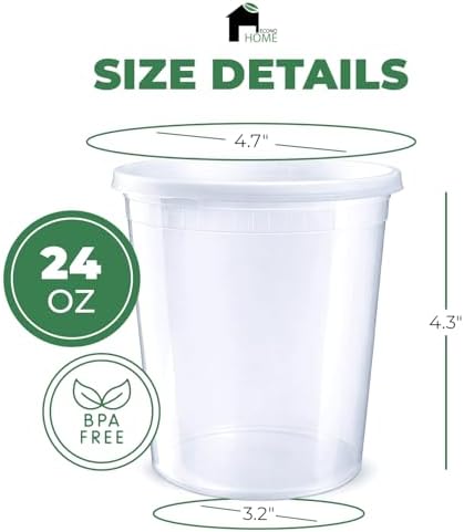 EconoHome Clear Deli Containers with Lids - 240-Pack, 24oz Plastic Containers with Lids for Food Storage, Meal Prep, Leftover, Restaurant Business, Takeout - Fridge, Microwave & Freezer-Safe - Image 3