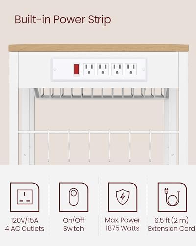 VASAGLE Kitchen Baker’s Rack, Steel Frame, Wire Basket, 6 Hooks - Image 7