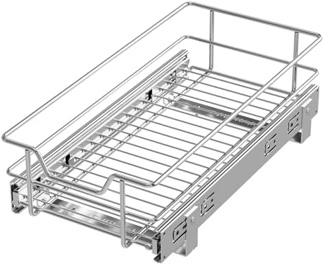 Pull Out Cabinet Organizer 9" W X 17" D, Chromed, Full Slide Out Drawers by STORKING