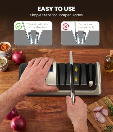 Newise Electric Knife Sharpener for Kitchen Knives, 3-Stage, Light Gold - Image 6