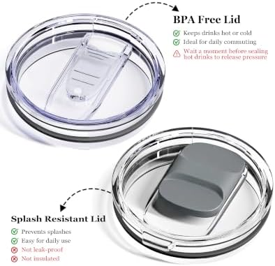 12oz Insulated Coffee Mug with 2 Lids & Handle, Stainless Steel Cup - Image 4