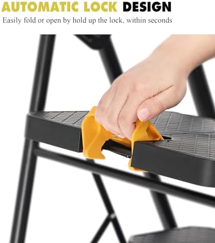 KINGRACK 4 Step Ladder with Tool Platform, Folding Step Stool with Wide Pedal, Safety Locking, Sturdy Steel Ladder Portable Safety Ladder for Painting Home Outdoor Garage - Image 4