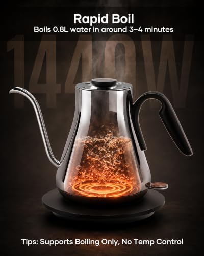 Cocinare Gooseneck Electric Kettle 0.8L, Fast Boil Pour Over Coffee, Tea - Image 3