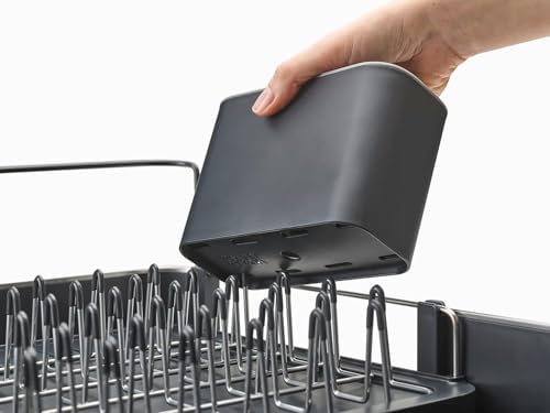 Joseph Joseph Extendable Dish Drying Rack with Dual Parts - Stainless Steel, Non-Scratch, Movable Utensil Drainer & Drainage Spout, Gray - Image 2