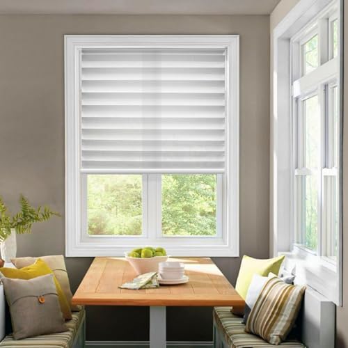 BlindsAvenue No Drill Cordless Pleated Fabric Shades, White, 54.5"W x 64"H by BlindsAvenue