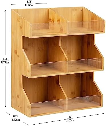 Mind Reader Coffee Pod Condiment Station, Countertop Organizer, Kitchen, Rayon from Bamboo, 13" L x 6.25" W x 15.25" H, Brown - Image 3