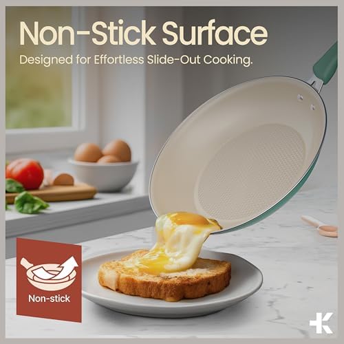 Pots and Pans Set, 23-Piece Non Stick Cookware & Bakeware Sets with Plaid Pattern, Stackable Design, Dishwasher Safe, Stain-resistant, Oven & All-Stove Safe, Tempered Glass Lid, Aqua - Image 3