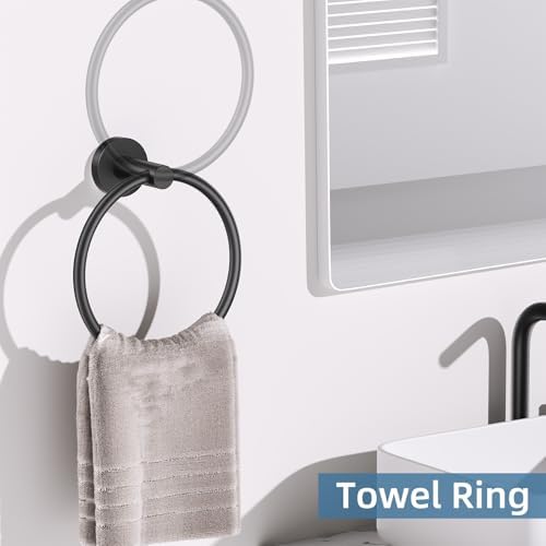 10 Pieces Matte Black Bathroom Hardware Accessories Towel Bar Set Black Towle Racks for Bathroom Wall Mounted Stainless Steel Toilet Paper Holder Towel Holder Kit - Image 3