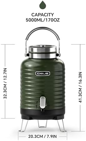 IDEUS Insulated Beverage Dispenser 1.4gal, Drink Container Deep Green - Image 6