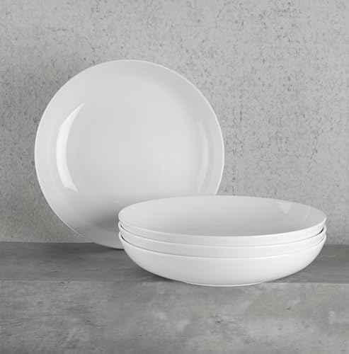 Euro Ceramica Essential Collection Fine Porcelain Classic Coupe 20-Piece Dinnerware and Serveware,4 Pieces 9-Inch Meal Bowl Included, Service for 4, Classic White - Image 3