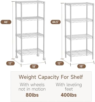 Golpart 4Tier Adjustable Storage Shelves Metal Wire Shelving Standing Shelf - Image 3
