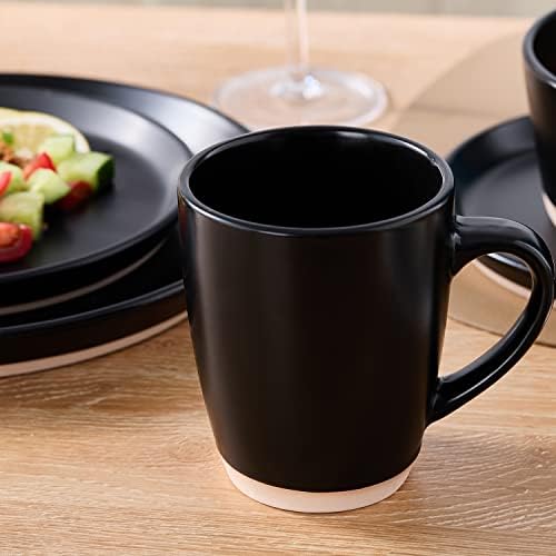 Stone Lain Jules Stoneware 32-Piece Modern Dinnerware Set, Plates and Bowls, Service for 8, Black, Microwave & Dishwasher Safe - Image 7