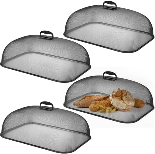 Hicarer 4 Pcs Metal Mesh Food Covers for Outdoors 18 Inch, Black by Hicarer