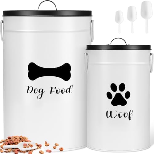 DoubleFill Extra Large 30+14 lb Metal Dog Food Storage Containers, White by DoubleFill
