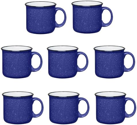 Set of 8 Ceramic Campfire Mugs – 15 Oz, Royal Blue – Coffee & Tea Cups for Home, Work, Travel, Camping – Customizable, Great for DIY, Events, Companies by GiftsbyDesign