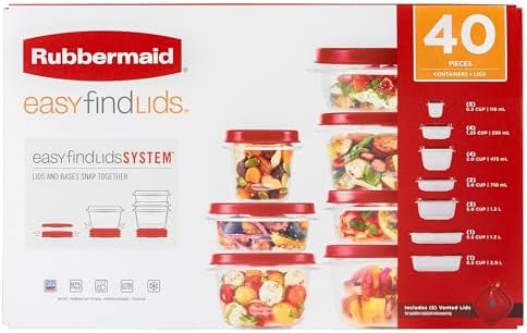 Rubbermaid Kitchen Storage Containers with Vented Lids, Red, 40-Piece - Image 7