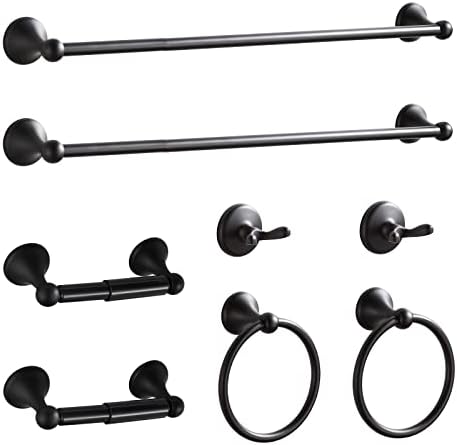 BGL Bathroom Hardware Set Matte Black Adjustable Expandable Bath Towel Bars Bathroom Accessory Set Towel Racks 8-Pieces Wall Mount by BGL