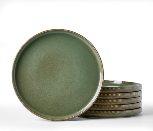 famiware Star 10/8 inches Salad Plates Set for 6, Capulet Olive by Famiware